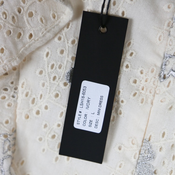 NWT Love Sam Ivory Eyelet Dress with Embroidery - Picture 8 of 8